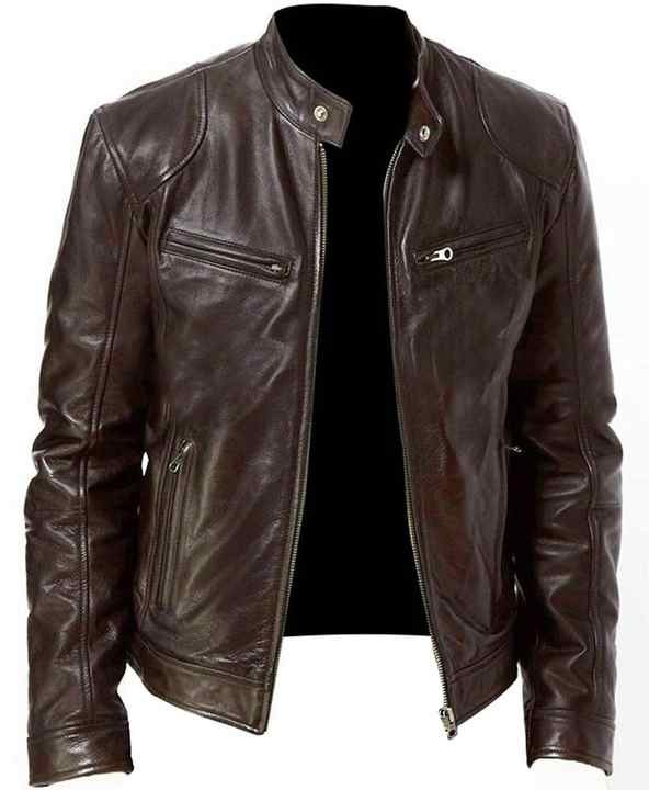 Mens Leather Jacket Genuine Cowhide Leather Vintage Moto Racer Stylish High Quality Winter Coat